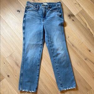 Good American women’s good curve high waisted distressed straight jeans 29